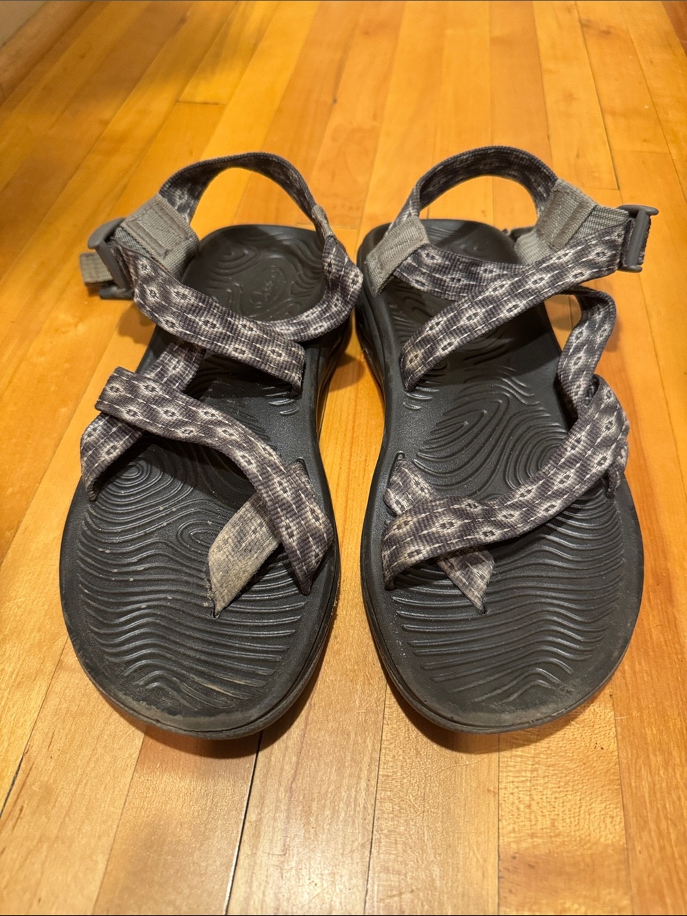 Chaco Women’s Black Sandals with Gray Patterned Straps